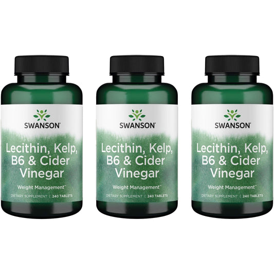 Swanson Lecithin Kelp B-6 & Cider Vinegar 240 tabs three-pack bottle supports daily wellness