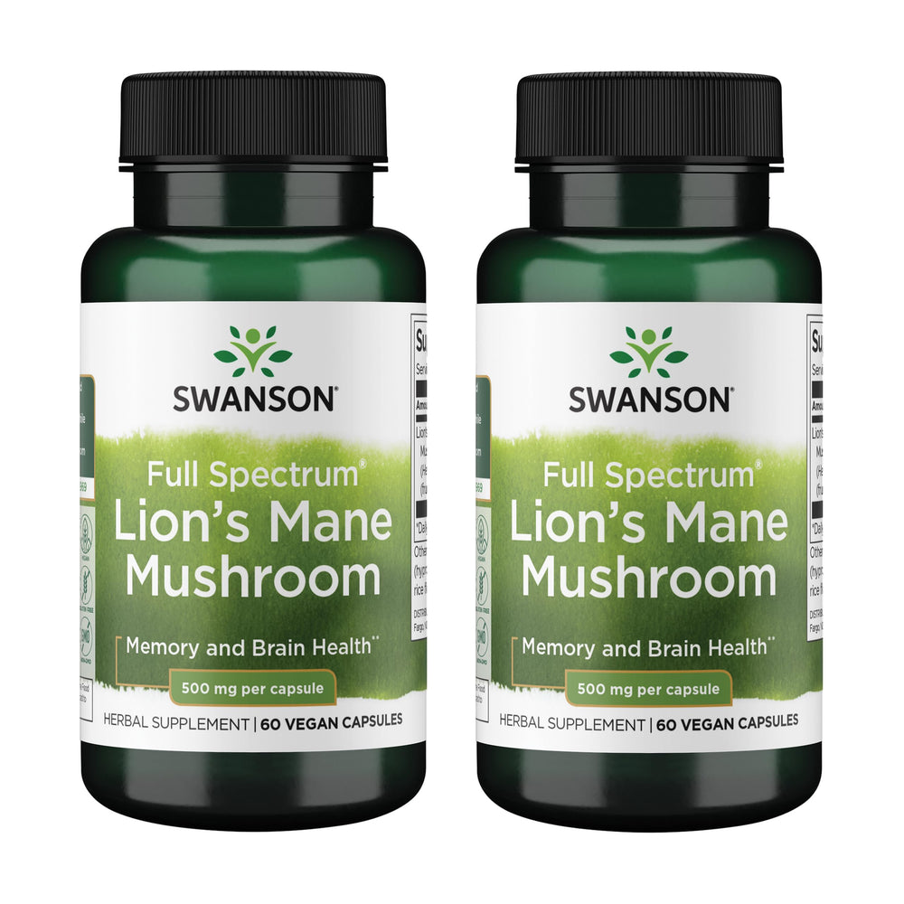 Swanson Lion's Mane bottle front; may support memory and focus