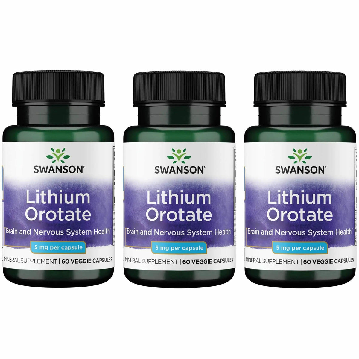 Swanson Lithium Orotate bottle front for mood and cognitive support.