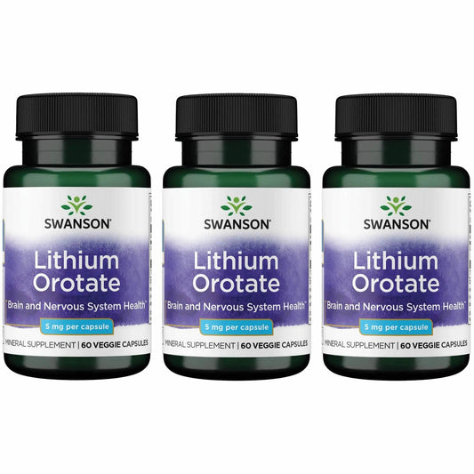 Swanson Lithium Orotate bottle front for mood and cognitive support.