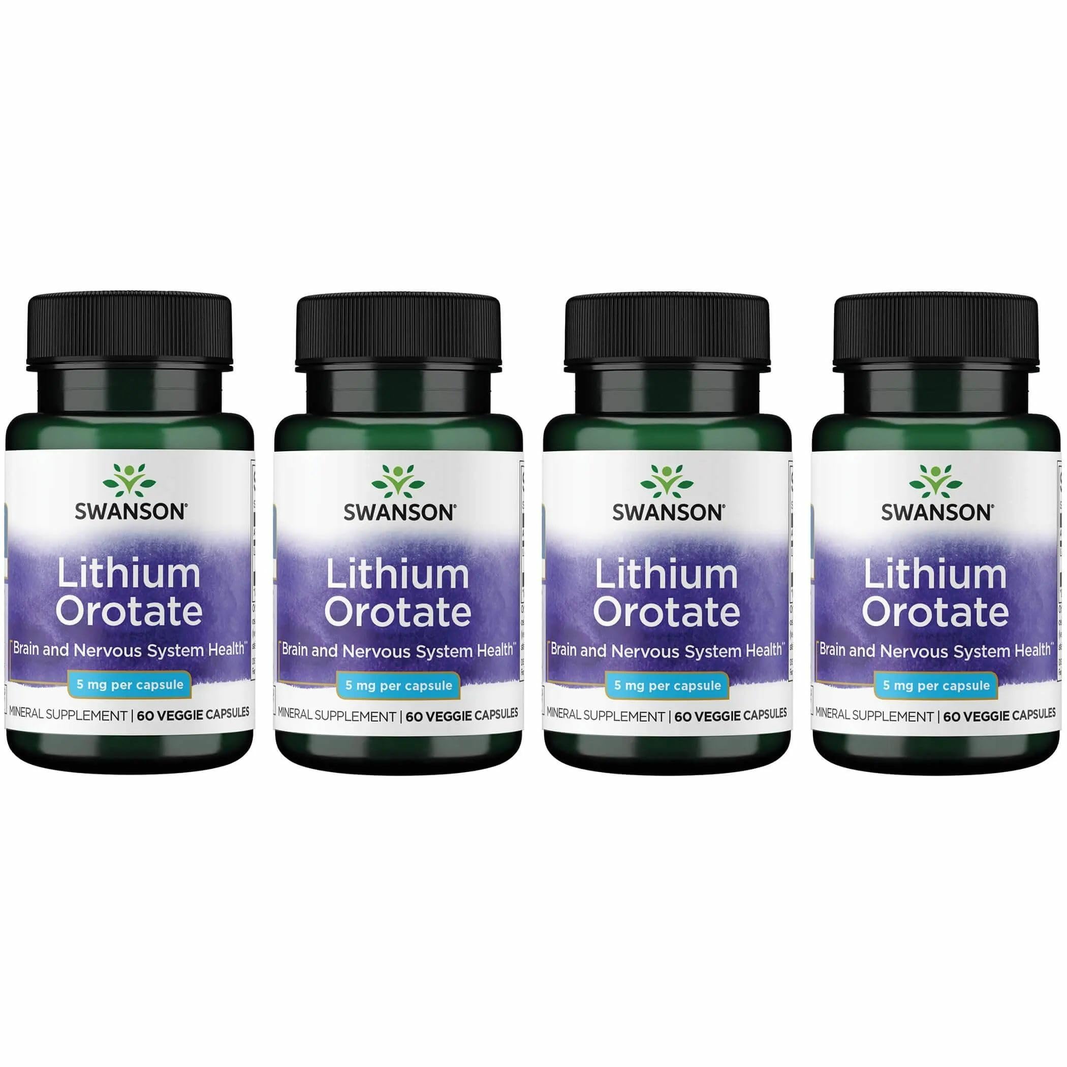 Swanson Lithium Orotate bottle on a clean surface supporting mood balance and cognitive wellness.