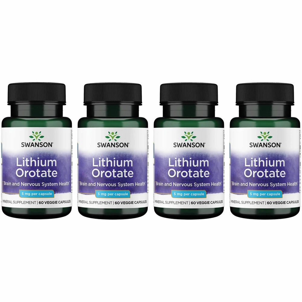 Swanson Lithium Orotate bottle on a clean surface supporting mood balance and cognitive wellness.