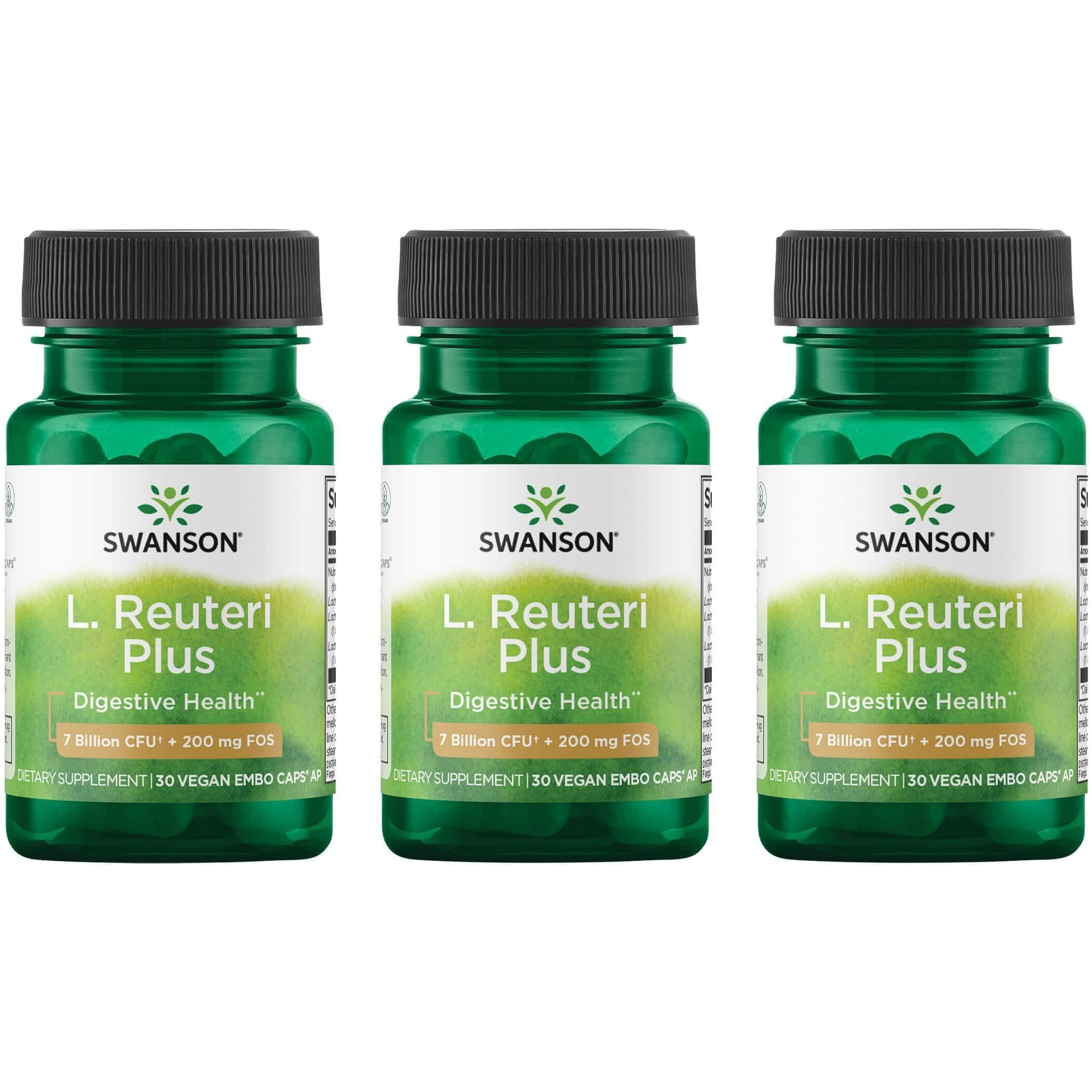 Swanson L. Reuteri Probiotic Plus bottle front for daily gut support.