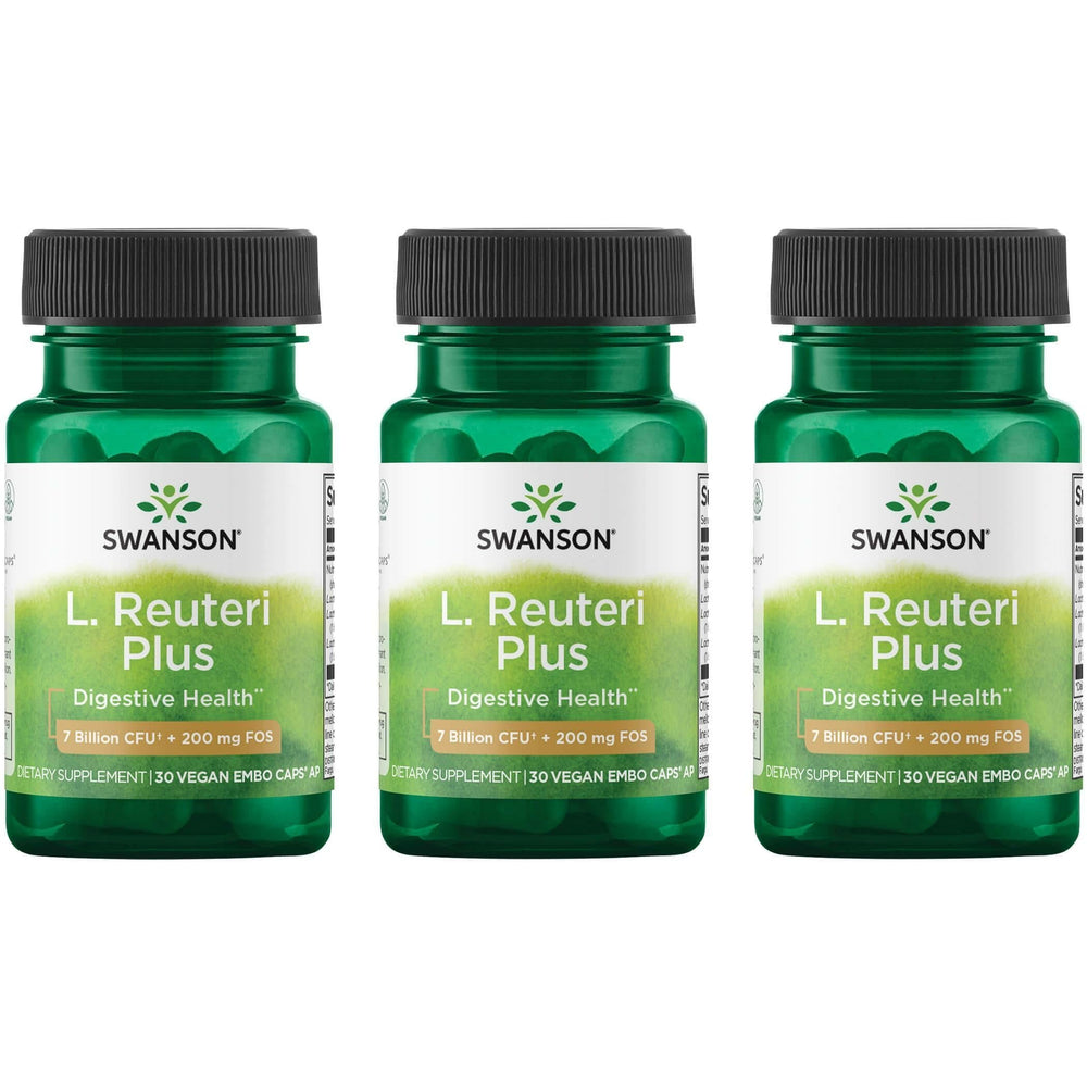Swanson L. Reuteri Probiotic Plus bottle front for daily gut support.