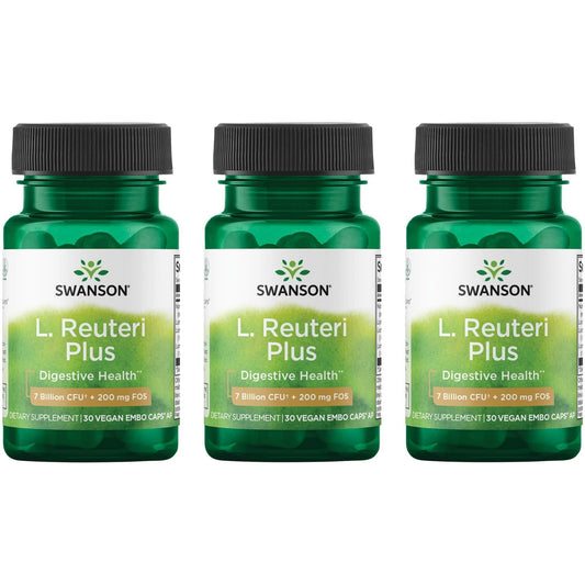 Swanson L. Reuteri Probiotic Plus bottle front for daily gut support.