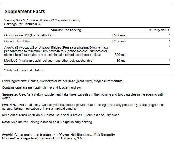 Swanson LS SIG Joint Form Hyaluronic 150 caps label shows ingredients for informed choices