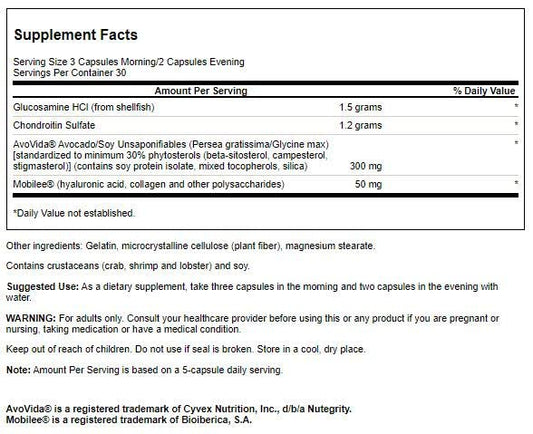 Swanson LS SIG Joint Form Hyaluronic 150 caps label shows ingredients for informed choices