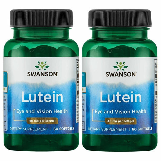 Swanson Lutein softgel bottle shows 40 mg strength for eye comfort and blue light support