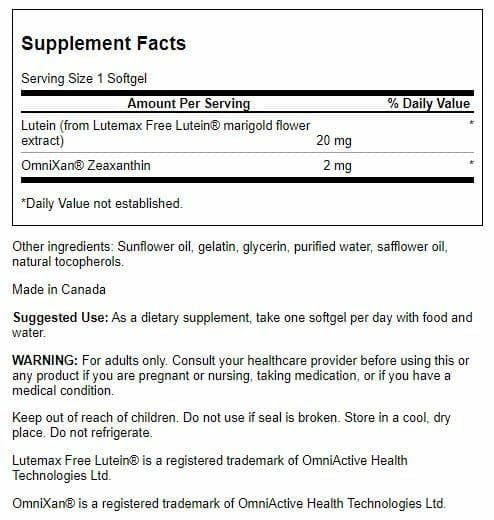 Swanson softgels closeup shows convenient daily eye nutrients.