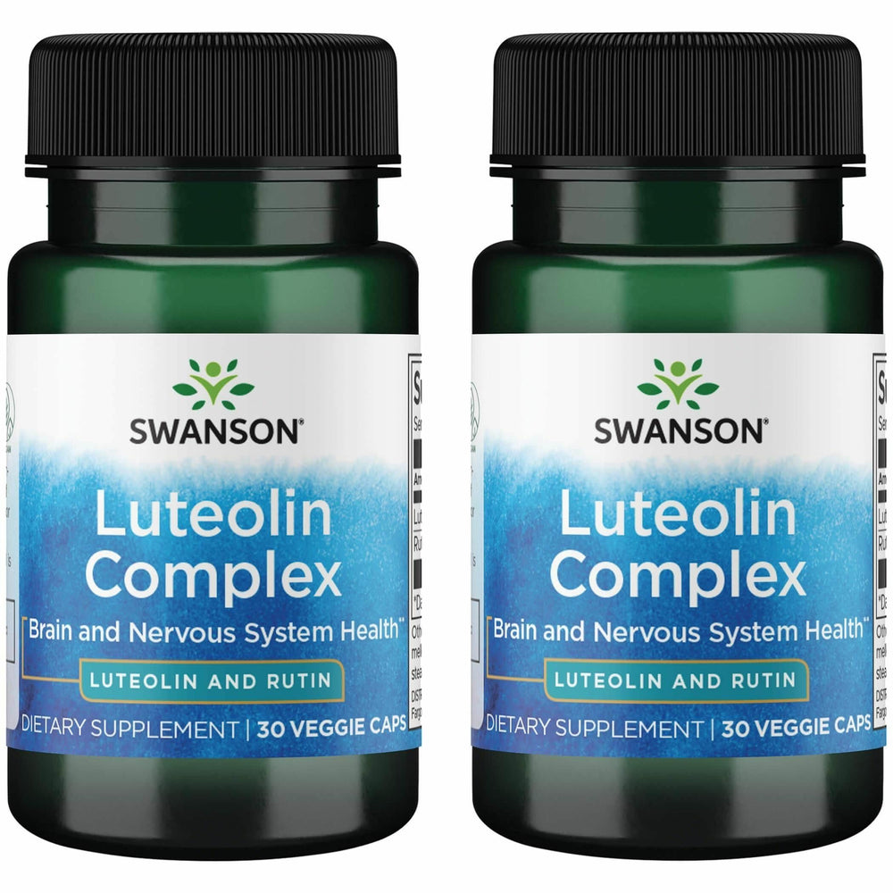 Swanson Luteolin Complex bottle showcasing brain health formula for focus support