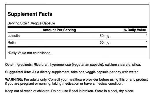 Swanson Luteolin Complex capsules close-up for cognitive health