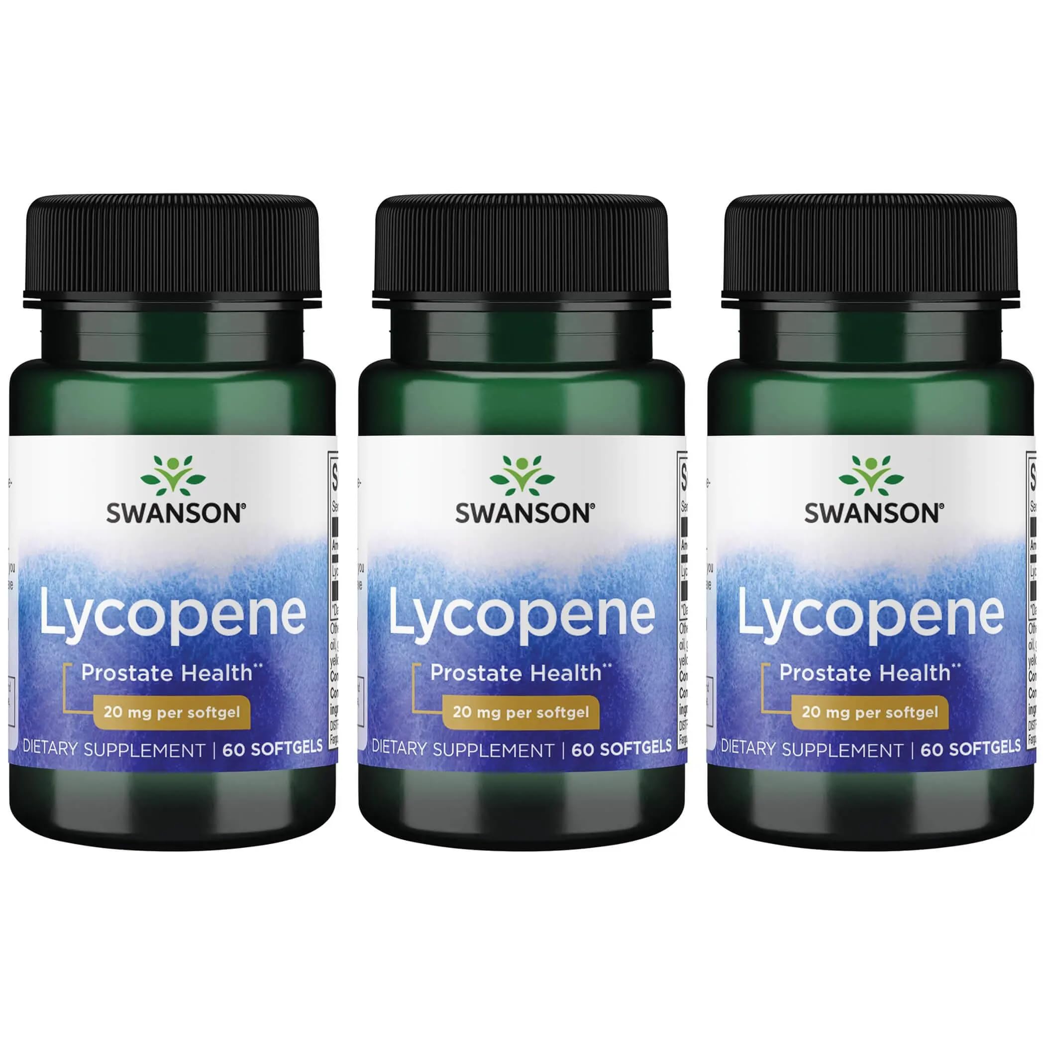 Swanson Lycopene bottle with capsules for potential prostate health support.