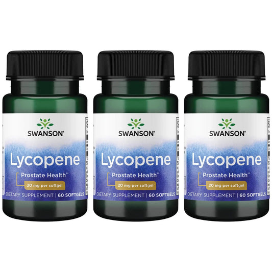 Swanson Lycopene bottle with capsules for potential prostate health support.