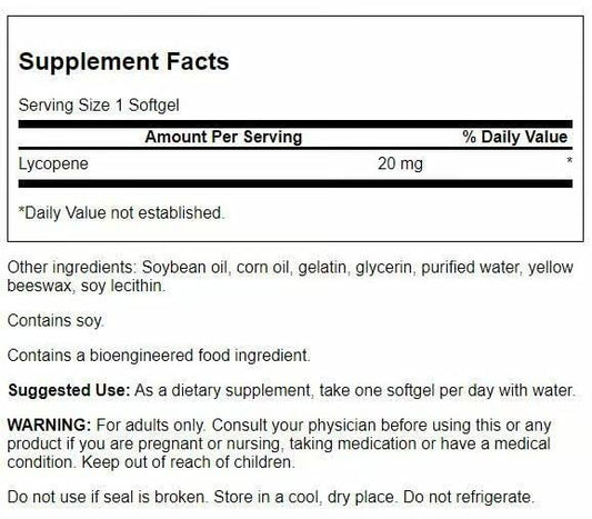 Close-up of Swanson Lycopene softgels for daily wellness and antioxidant intake