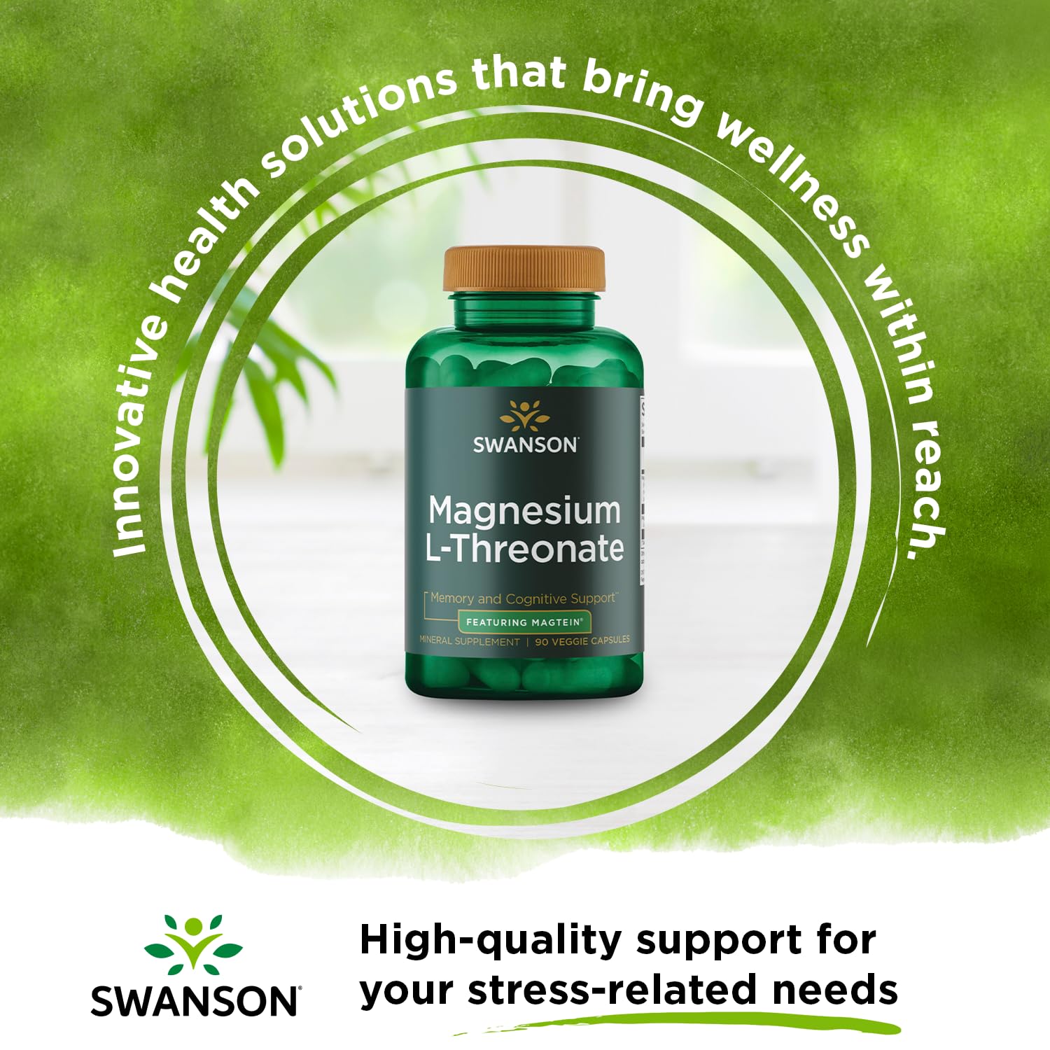 Swanson Magnesium L-Threonate capsules close-up in veggie capsule