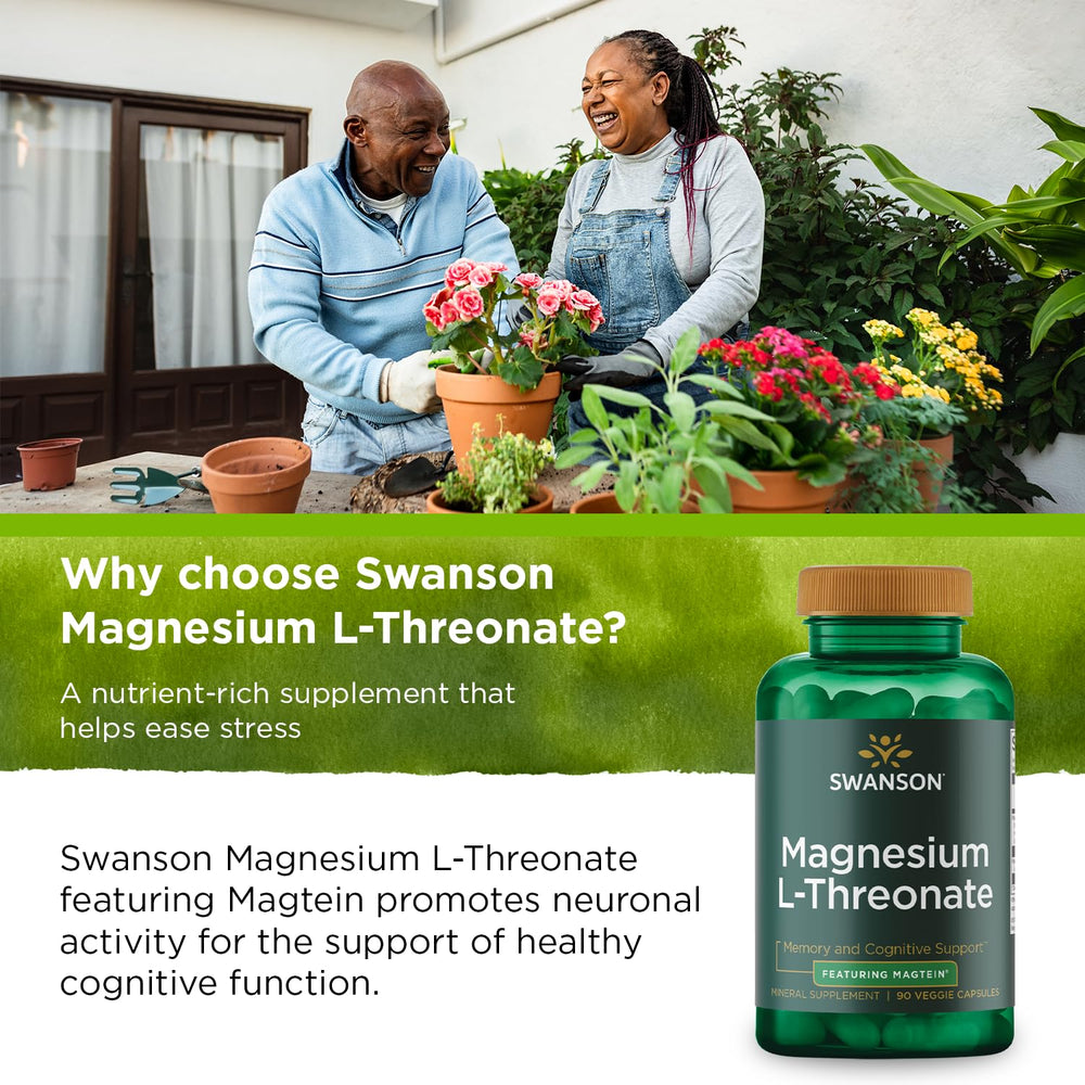 Swanson Magnesium L-Threonate with glass of water illustrating easy dosing for brain wellness