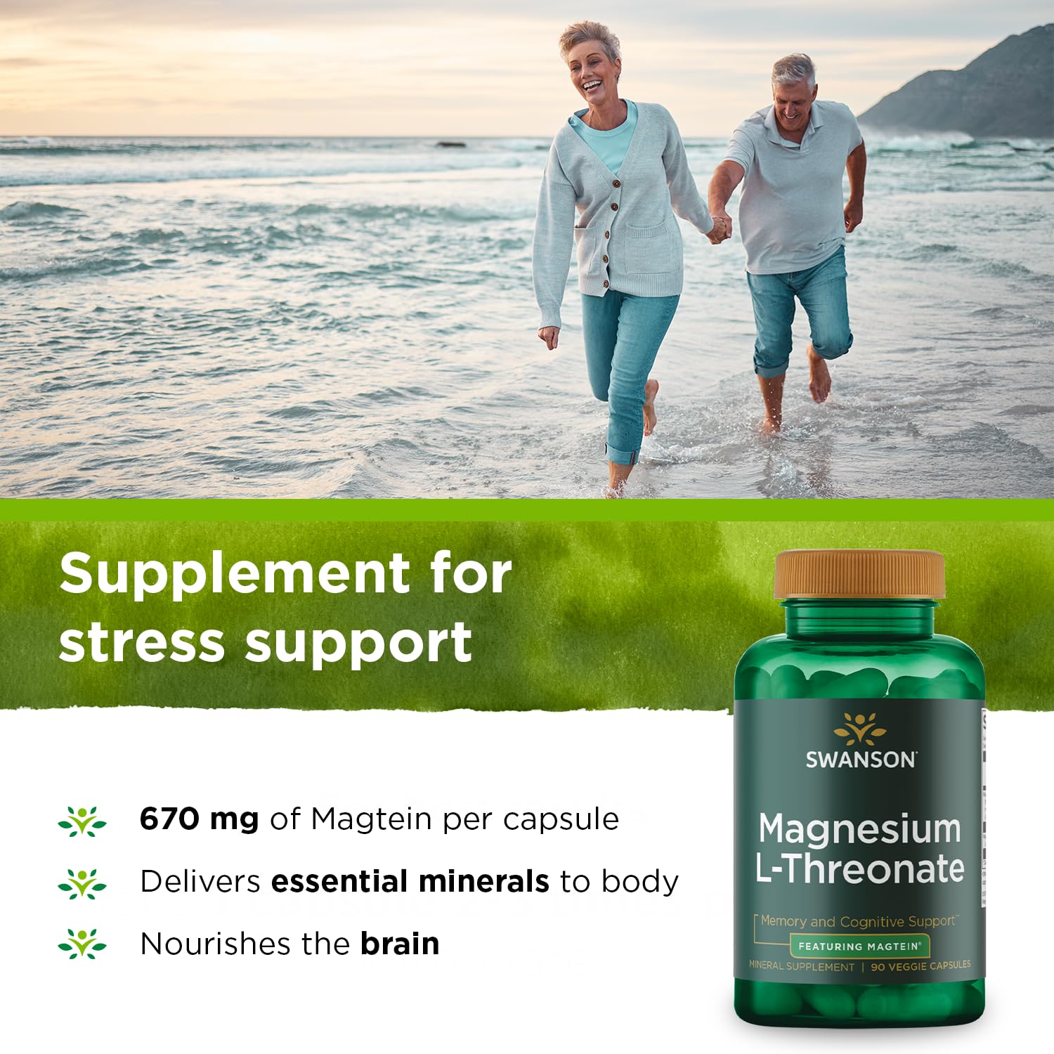 Swanson Magnesium L-Threonate label close-up highlighting potency for cognitive support