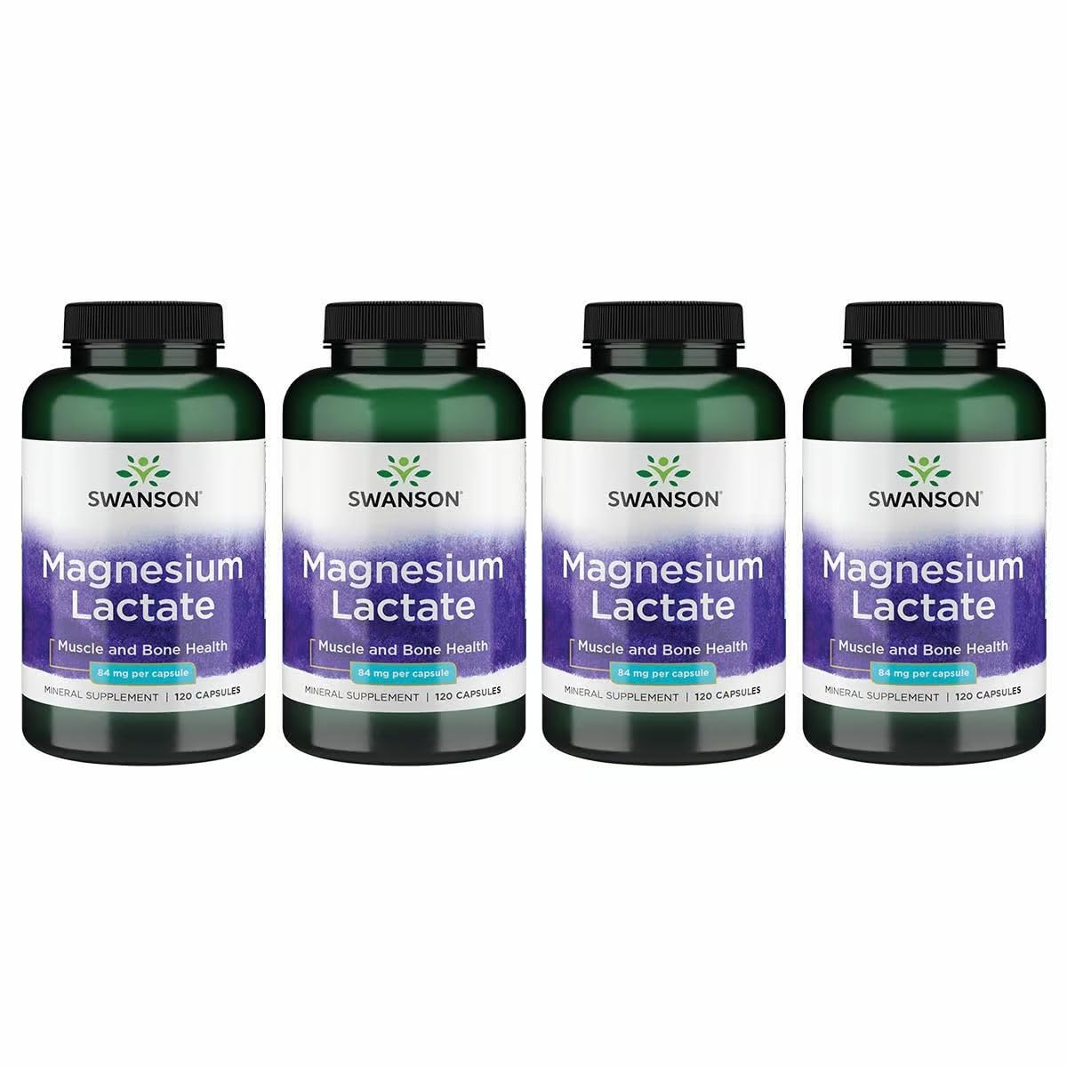 Swanson Magnesium Lactate bottle front displaying lactose-free mineral support