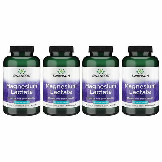 Swanson Magnesium Lactate bottle front displaying lactose-free mineral support