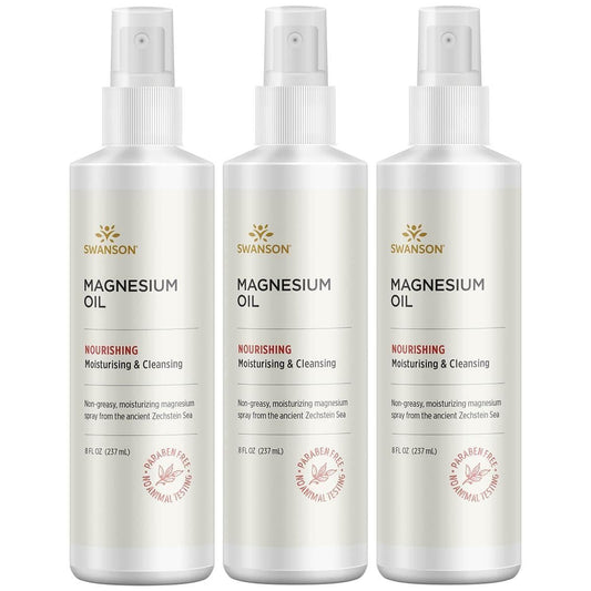 Swanson magnesium oil spray bottle application for muscle relief and skin nourishment