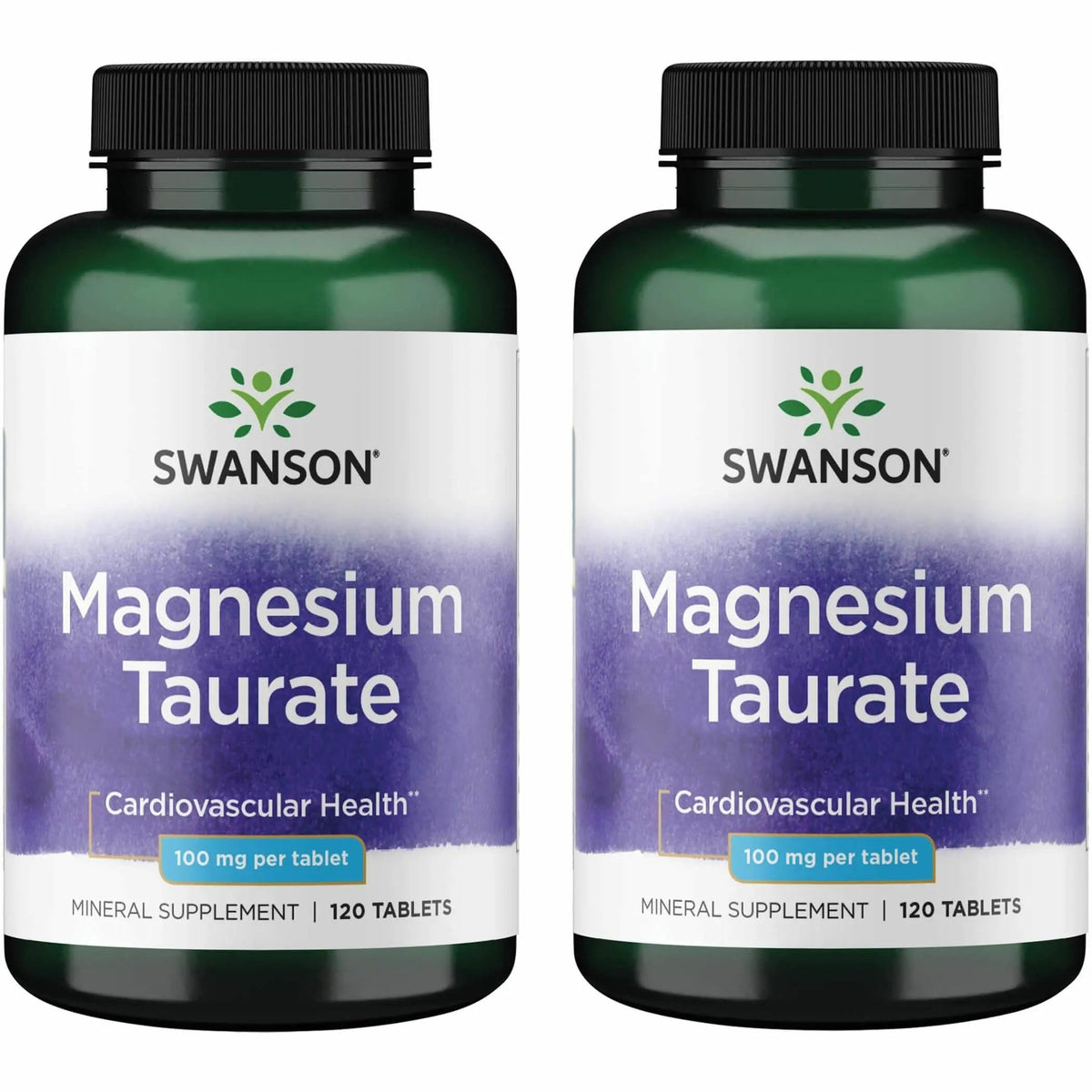 Swanson Magnesium Taurate bottle with label; promotes natural muscle and bone support.