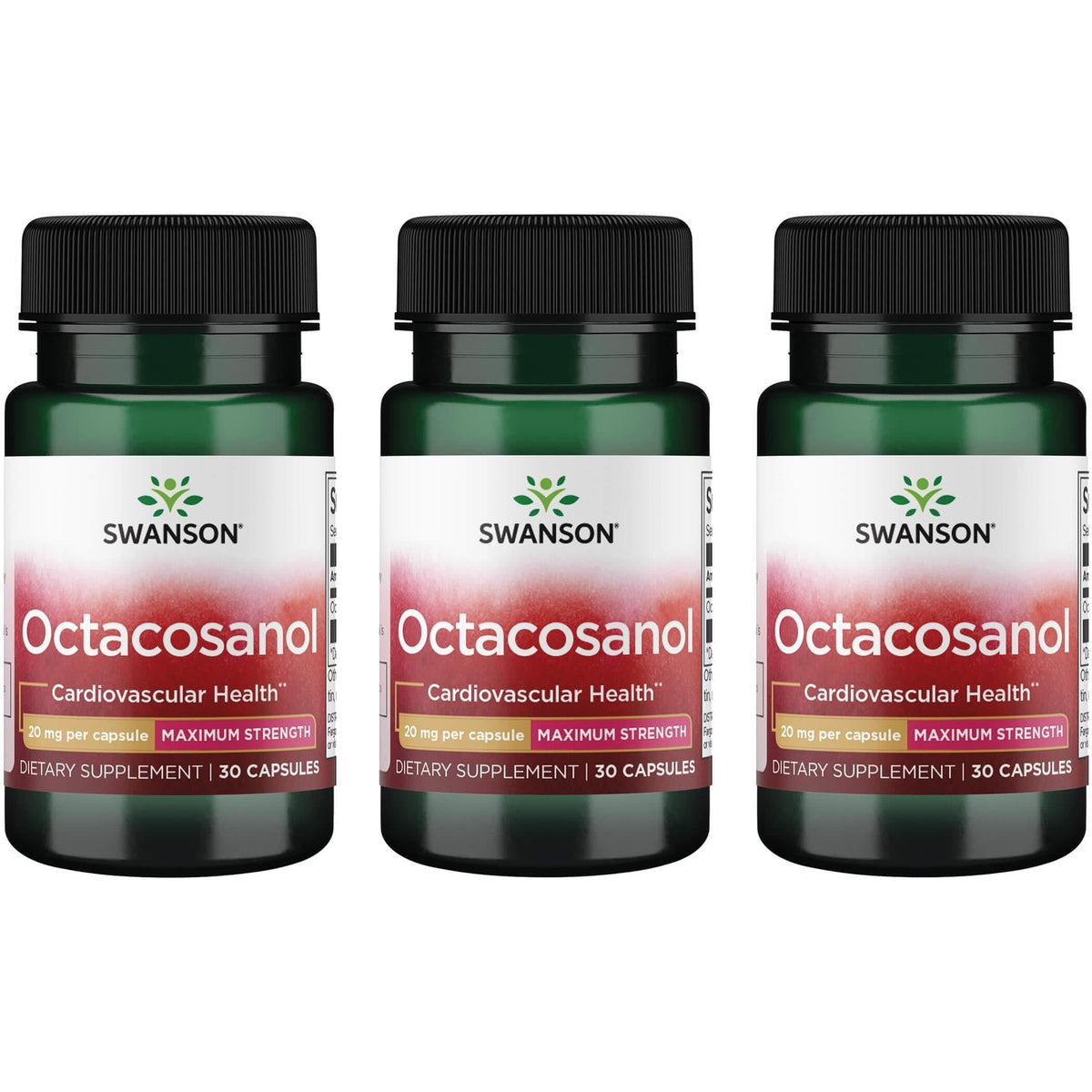 Swanson Maximum-Strength Octacosanol bottle with capsules for potential cardiovascular support.