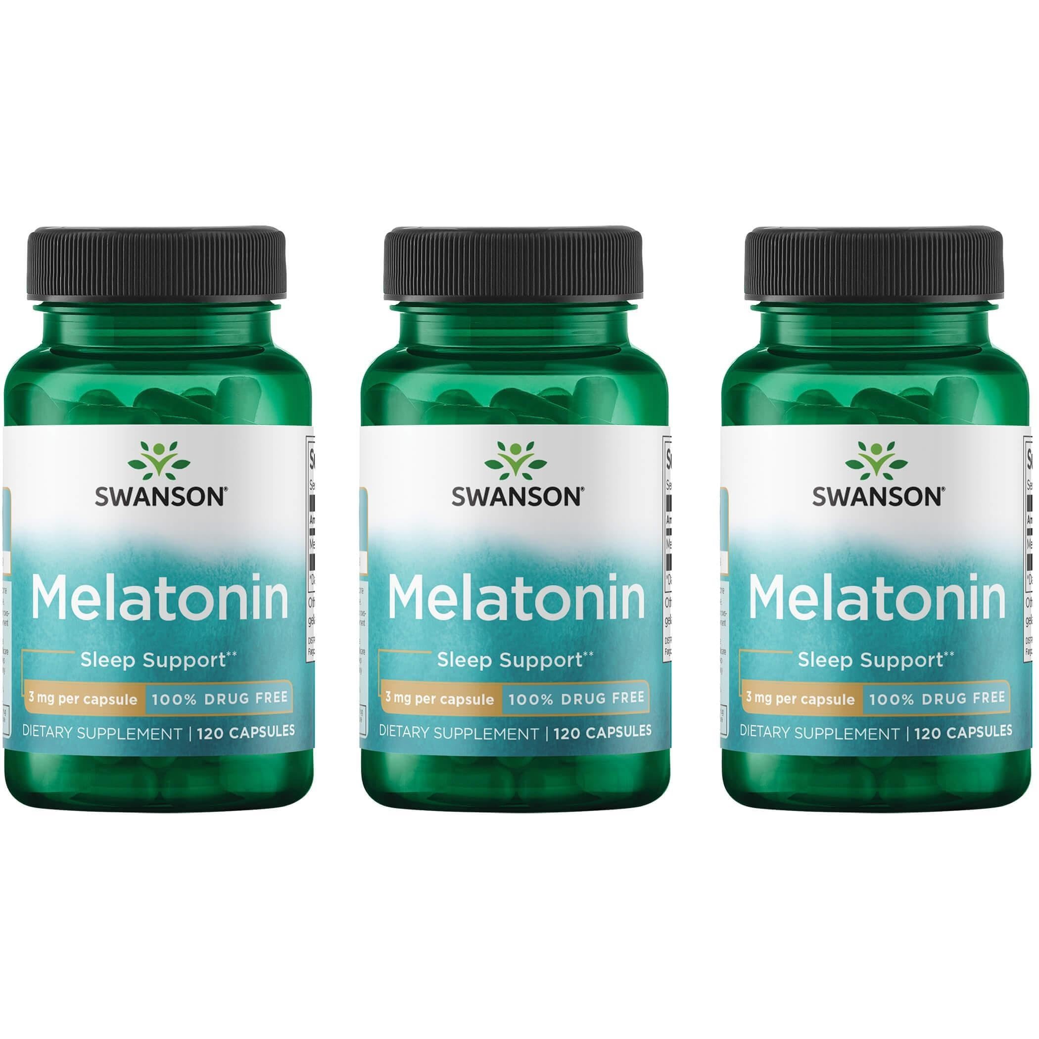 Swanson Melatonin 120 capsules pack for restful sleep support and nightly relaxation