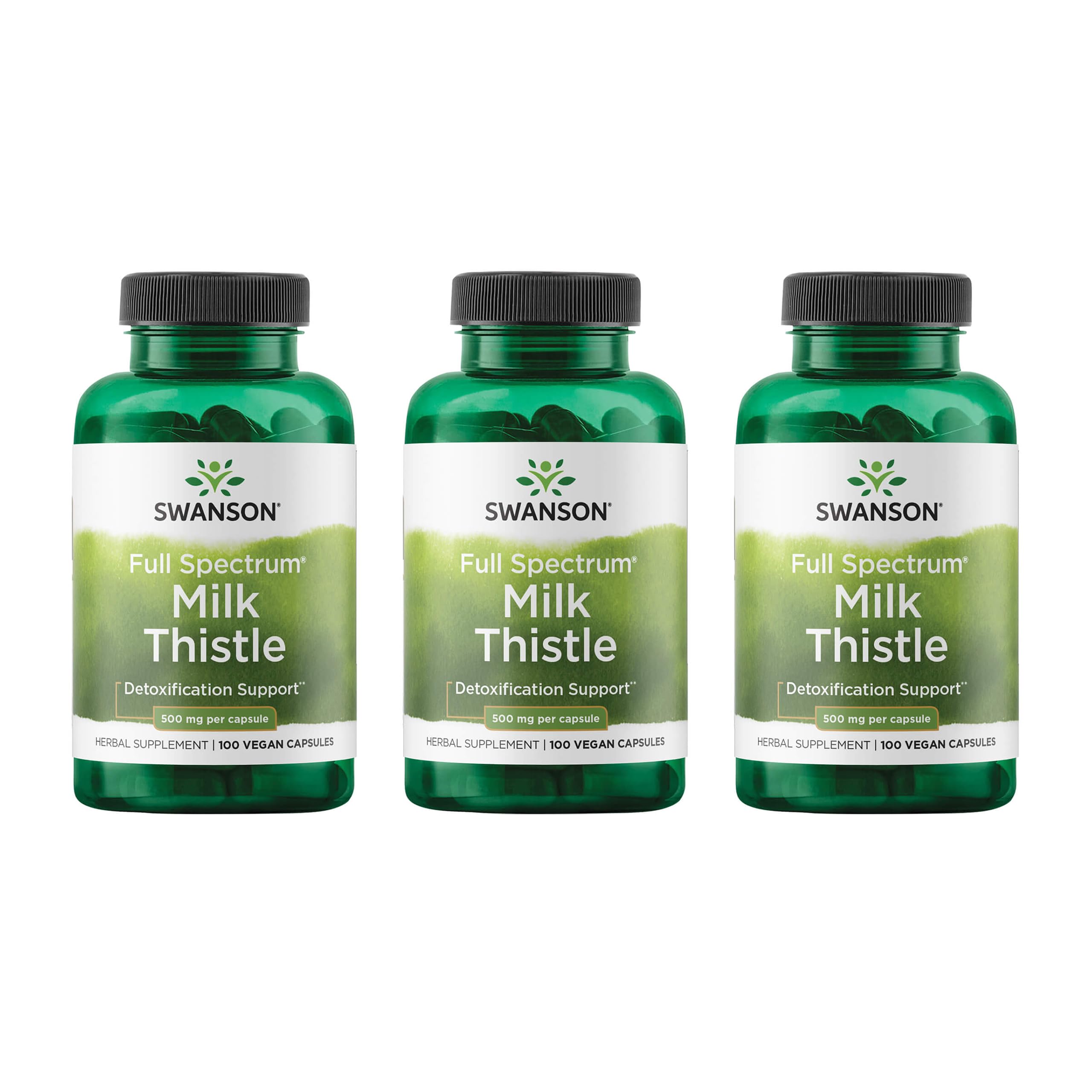 Swanson Milk Thistle bottle front with 500 mg serving for liver support