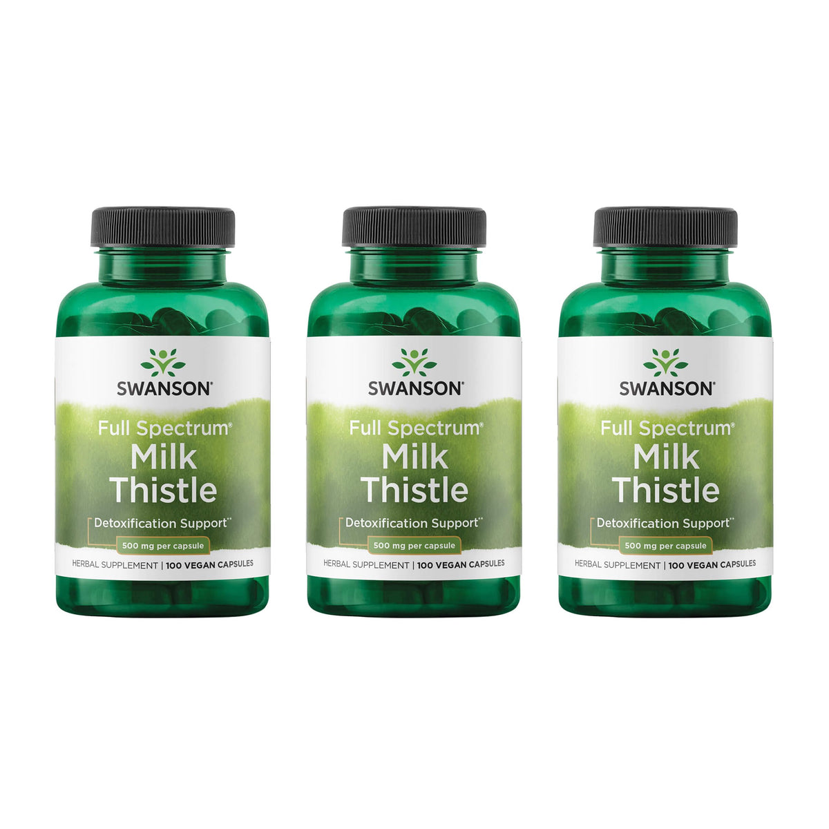 Swanson Milk Thistle bottle front with 500 mg serving for liver support