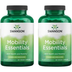 Swanson Mobility Essentials bottle front view showing 180 veggie caps for joint support.