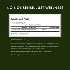 Close-up of MSM capsules for easy swallowing.