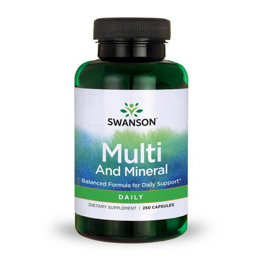 Swanson Multi-Mineral daily bottle front view for easy daily supplementation