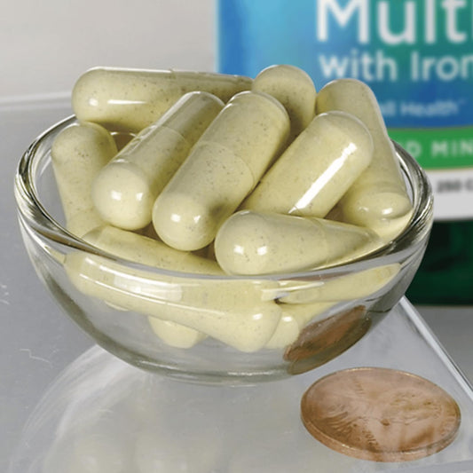 Swanson Multi-Min Mineral capsules close-up for convenient daily intake