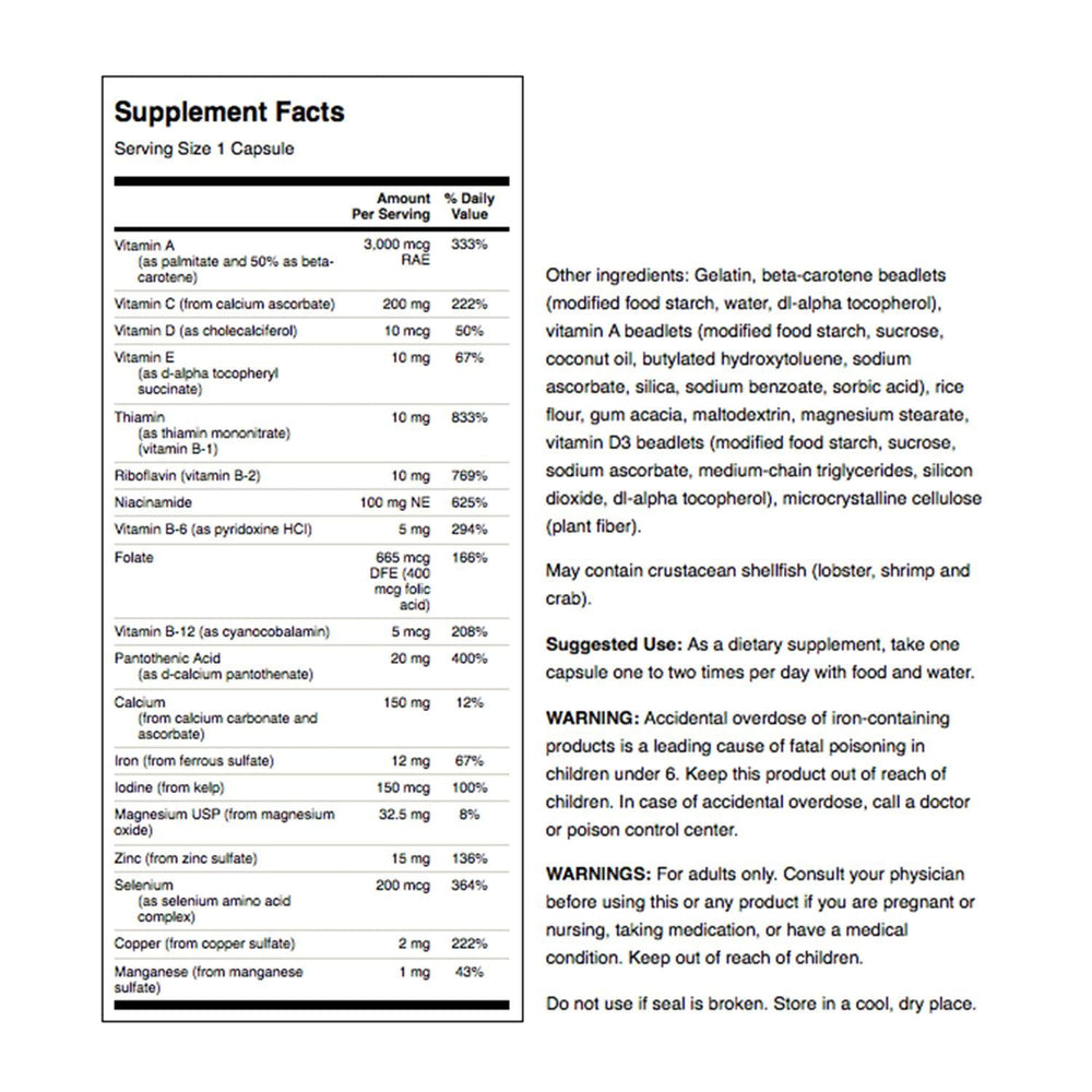 Swanson Multi-Min Mineral label detail showing vitamins and minerals