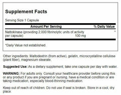 Swanson nattokinase capsules closeup showing 100 mg strength for daily use