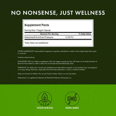 Close-up of Nattozimes capsules illustrating 60-veg count per bottle