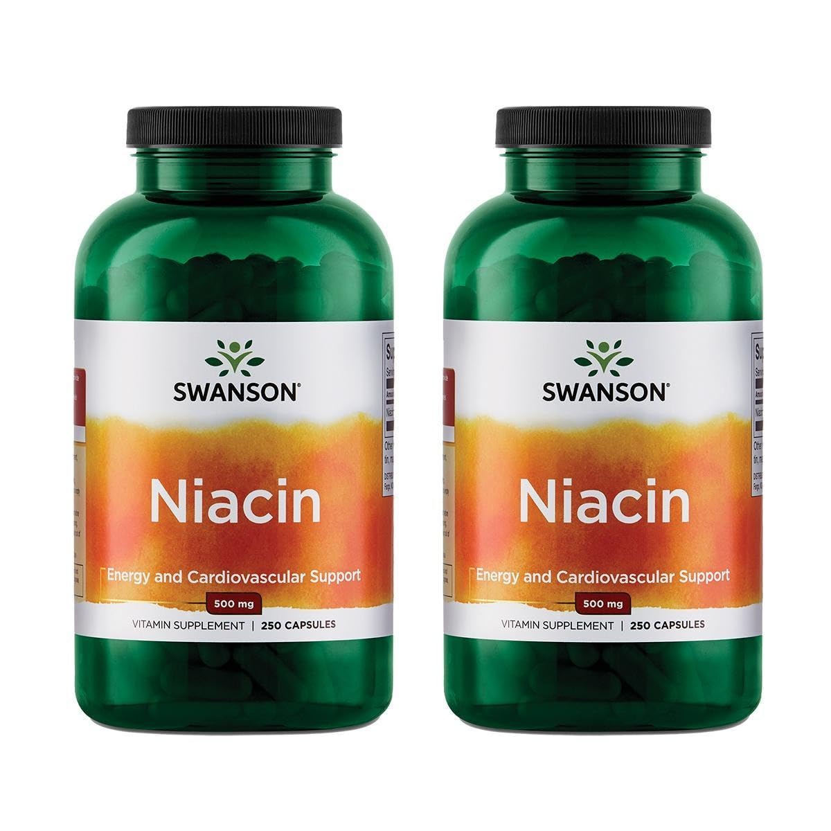 Swanson Niacin (B3) Cardio Health bottle pour supports energy metabolism and lipid balance.