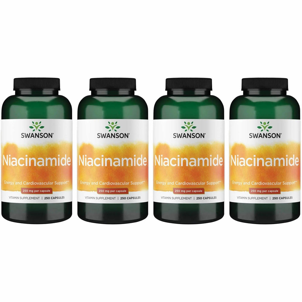 Swanson Niacinamide bottle front view showing 250 mg capsules for energy support