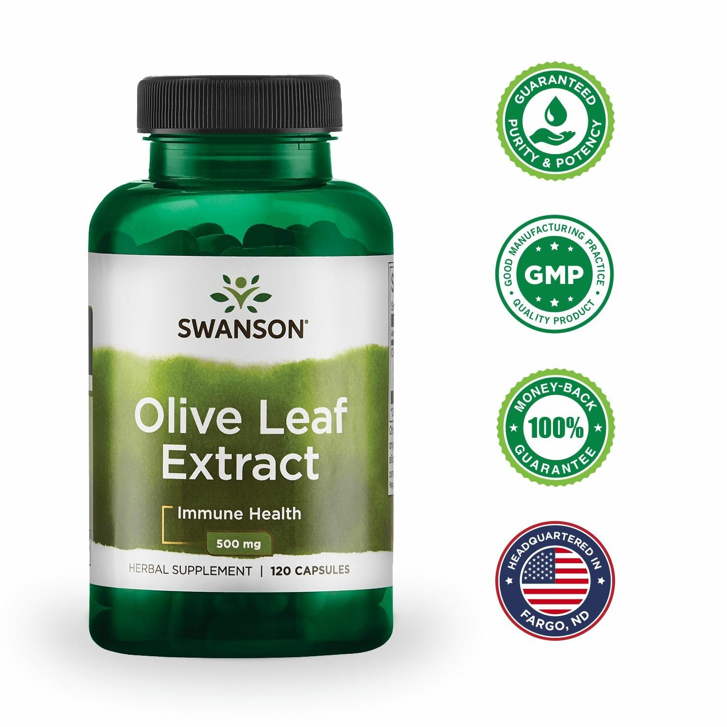 Swanson Olive Leaf Extract label showing 20% oleuropein potency