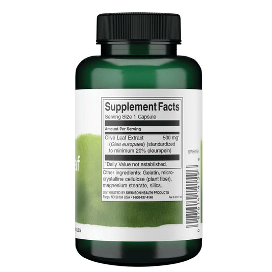 Swanson Olive Leaf Extract capsules being poured for routine
