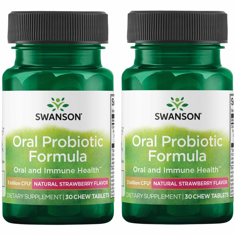Swanson Oral Probiotic tablets in strawberry flavor supporting oral health