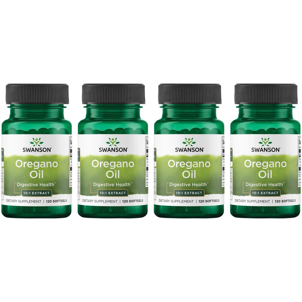 Swanson Oregano Oil 10:1 extract bottle on display, highlighting premium oregano oil.