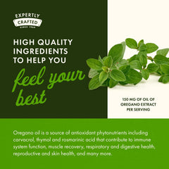 Label detail of Swanson Oregano Oil showing ingredient and testing information.