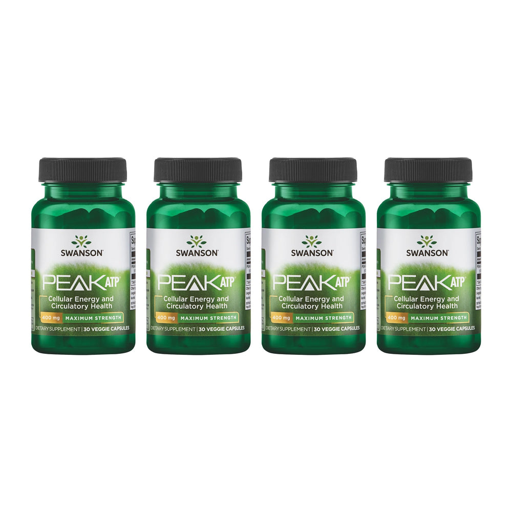 Swanson Peak ATP bottle front view highlighting the non-GMO veggie capsule formula for energy support