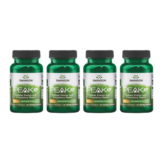 Swanson Peak ATP bottle front view highlighting the non-GMO veggie capsule formula for energy support