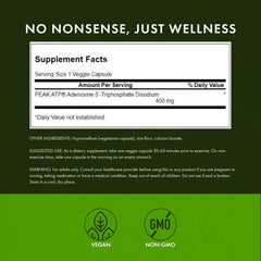 Swanson Peak ATP label close-up with 400 mg per serving and non-GMO badge