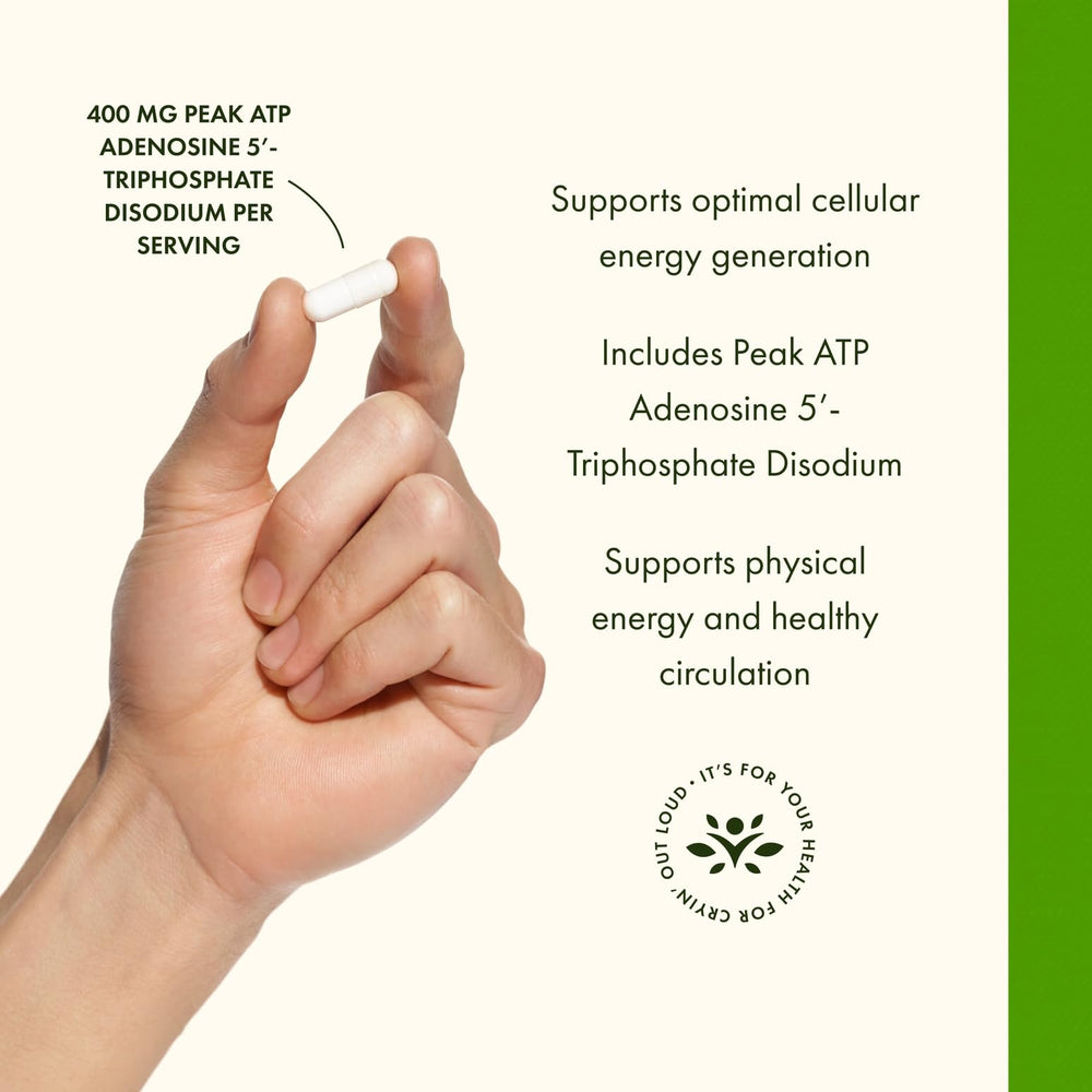 Swanson Peak ATP veggie capsules arranged in a row for easy daily energy support