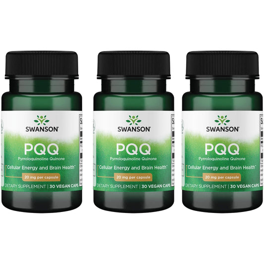 Swanson PQQ bottle with 20 mg capsules for potential mitochondrial and brain support