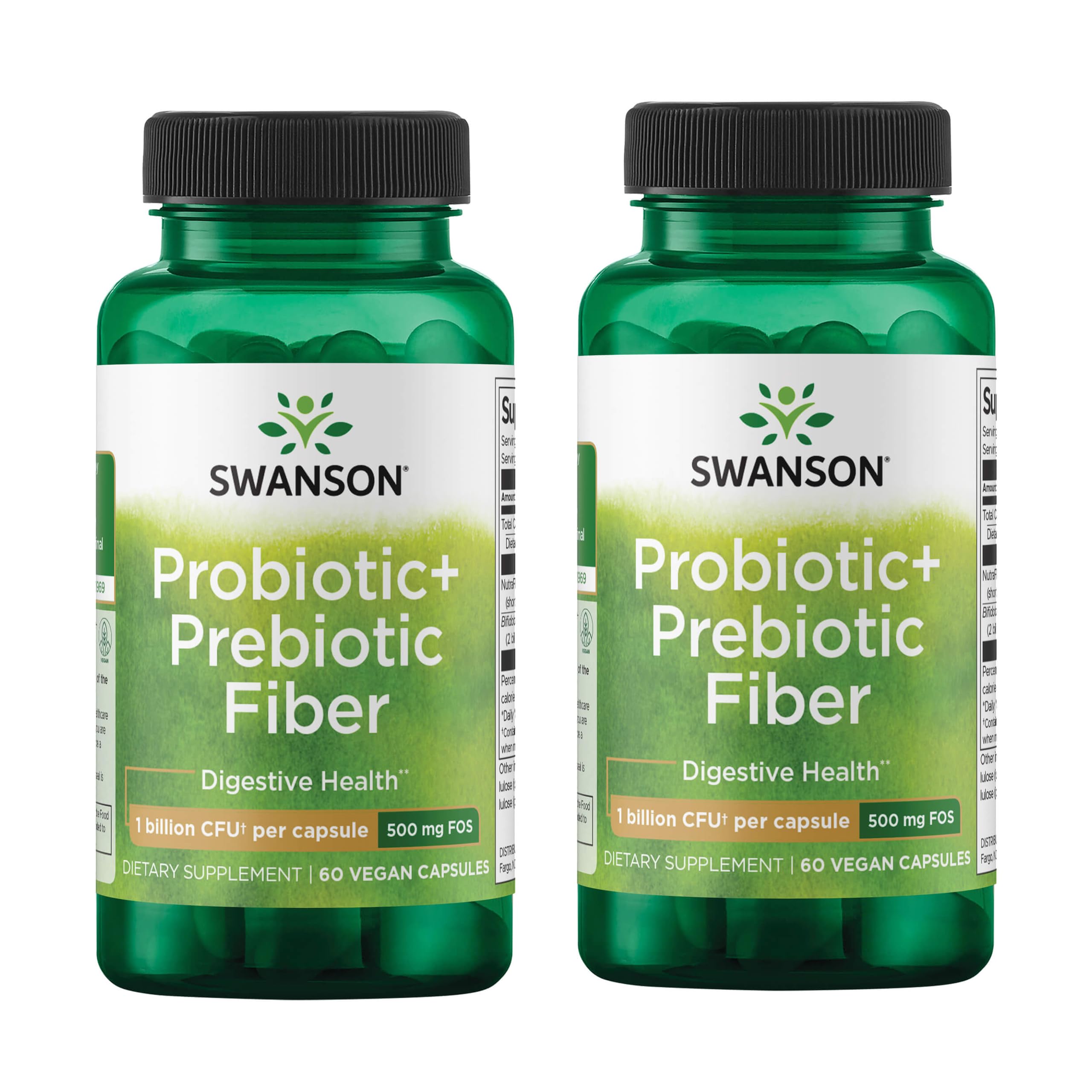 Swanson Prebiotic Probiotic Fiber bottle showcases gut health support for everyday digestion.