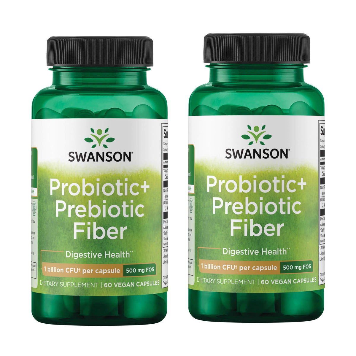 Swanson Prebiotic Probiotic Fiber bottle showcases gut health support for everyday digestion.